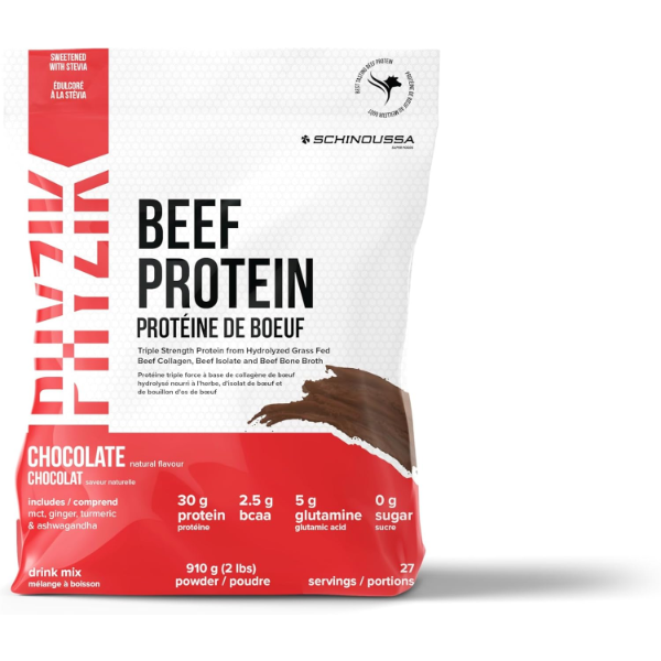 SCHINOUSSA BEEF PROTEIN POWDER, CHOCOLATE FLAVOUR 2KG -N SERVED W/ HOLE 10-2028