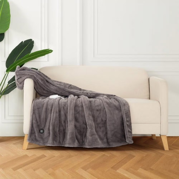 BERKSHIRE LIFE HEATED THROW, GREY -U