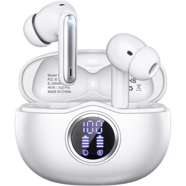 A10 PRO WIRELESS EARBUDS, BLUETOOTH 5.3 HEADPHONES HIFI STEREO 50H PLAYBACK LED DIGITAL DISPLAY -N