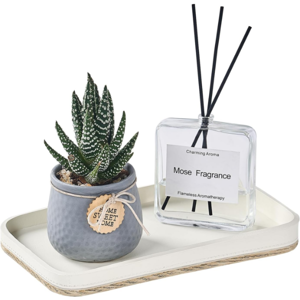 RETRO LEATHER RECTANGULAR BATHROOM VANITY TRAY