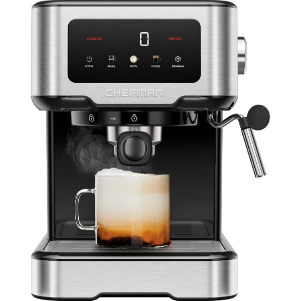 CHEFMAN CHEFMAN CRAFTBREW ESPRESSO MACHINE, 15 BAR PUMP DIGITAL COFFEE MAKER WITH STEAM ROD
