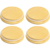 Image 1 : UXCELL 4PCS 3.46 INCH BAMBOO LIDS WITH SILICONE SEALING RINGS