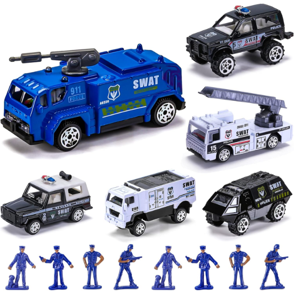 14 PACK DIE-CAST POLICE RESCUE TRUCK VEHICLES SETS