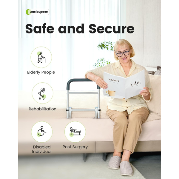 OASISSPACE BED RAIL BEDSIDE FALL PREVENTION GRAB BAR MOBILITY AID FOR ELDERLY SENIORS