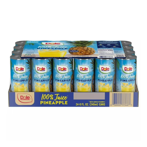 DOLE 100% PINEAPPLE JUICE, 8 FL OZ, 24-COUNT