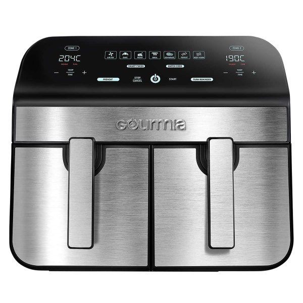 GOURMIA 9.4 L (10 QT.) DUAL BASKET DIGITAL AIR FRYER WITH SMART FINISH (SLIGHTLY USED)