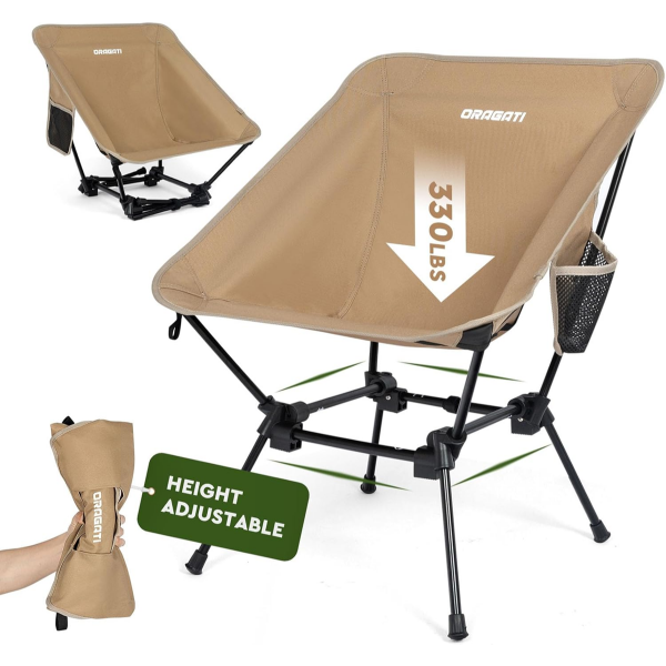 ORAGATI FOLDABLE CAMPING CHAIR, FOR OUTDOOR, BEACH, TRAVEL,