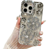 Image 1 : COMPATIBLE WITH IPHONE 16 PRO FLOWER CASE,CUTE GLITTER BLING 3D DIAMOND FLOWER WITH LUXURY RHINESTON