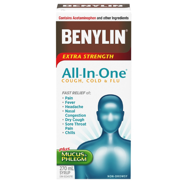 BENYLIN ALL-IN-ONE EXTRA STRENGTH COUGH COLD & FLU DAYTIME SYRUP -N, E: 2027