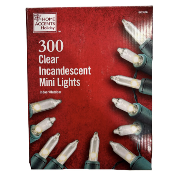 HOME ACCENTS 300 CT INCANDESCENT MINI CLEAR CHRISTMAS STRING LIGHTS