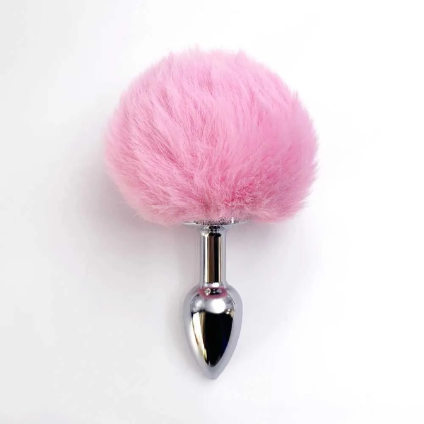 STAINLESS STEEL RABBIT TAIL METAL BUTT PLUG ANAL SEX -N