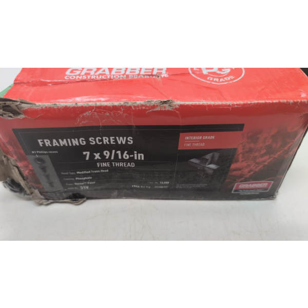  GRABBER (31V) #7 X 7/16 IN. PHILLIPS PAN-FRAMING HEAD FINE THREAD 10,000 -N