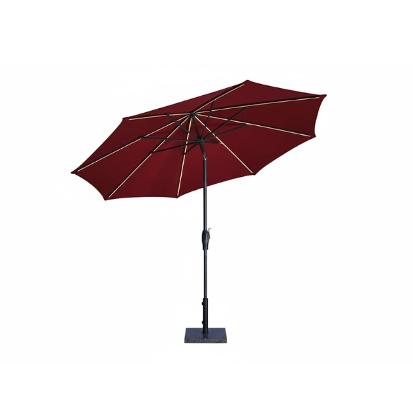 ROUND SOLAR LED MARKET UMBRELLA RED