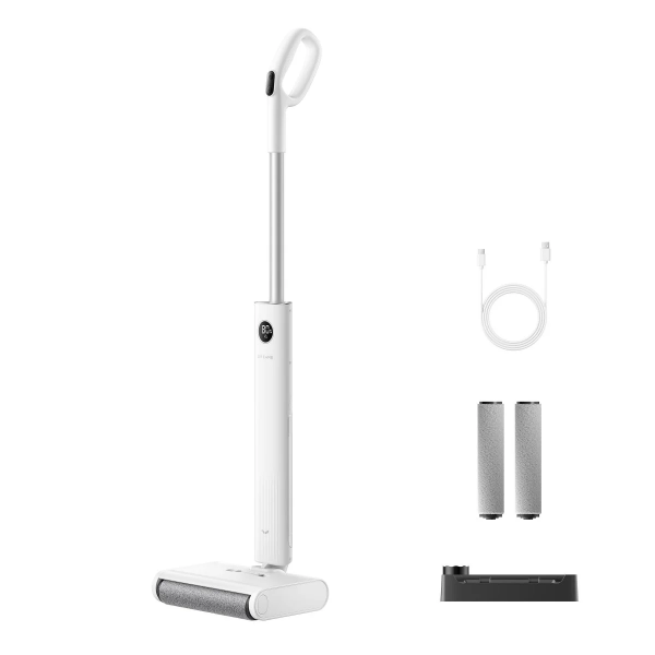 DREAME FLOORX 100 PLUS CORDLESS FLOOR WASHER WITH 2 BONUS ROLLER BRUSHES (USED, MISSING PARTS)