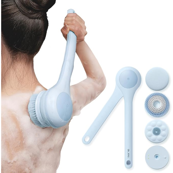 ELECTRIC BODY BRUSH BACK SCRUBBER FOR SHOWER, WATERPROOF LONG DUAL HANDLE POWER BODY SCRUBBER -N