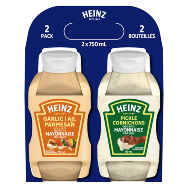 Heinz Pickle And Garlic Parmesan Flavour Mayonnaise Style Sauce. BB: 7/2027