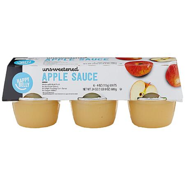 6-COUNT 4-OZ HAPPY BELLY APPLE SAUCE CUPS 12 PIECES BEST BEFORE NOV 2026