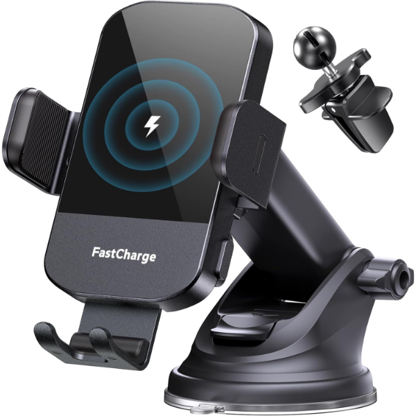 WIRELESS CAR CHARGER, FAST CHARGING AUTO CLAMPING CAR CHARGER PHONE MOUNT PHONE HOLDER -N