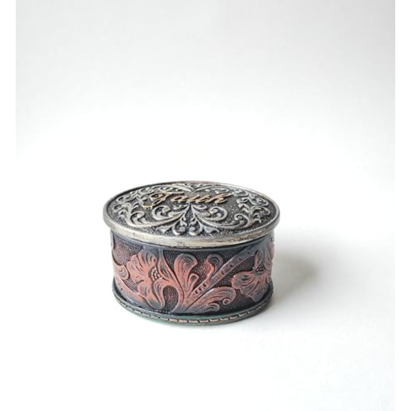 DECORATIVE ART RESIN JEWELRY TRINKET BOX WITH FLOWER PATTERN