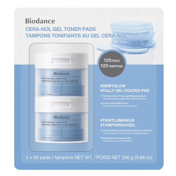 BIODANCE CERA-NOL GEL TONER PADS, 2 X 60 -N