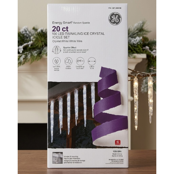 GE 20 Count Twinkling LED Ice Crystal Icicle Set