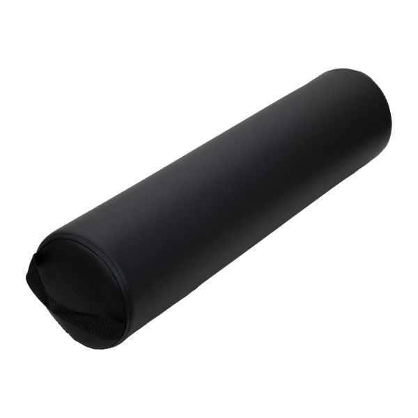 FULL ROUND BOLSTER PILLOW, BLACK, OIL AND STAIN-RESISTANT, FOR MASSAGE AND YOGA -UMP