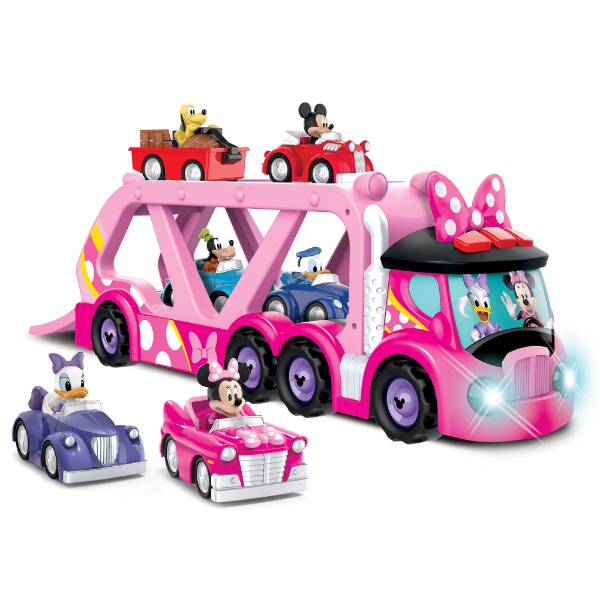 DISNEY JUNIOR:19” VEHICLE HAULER - MINNIE MOUSE - LIGHT & SOUNDS TOY TRUCK SET -MP