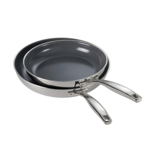 TRAMONTINA STAINLESS STEEL WITH CERAMIC NON-STICK SKILLET SET 2-PIECE