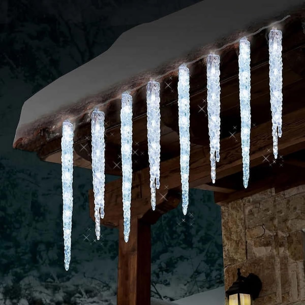 GE ENERGY SMART RANDOM SPARKLE 20 COUNT 100 LED TWINKLING ICICLE SET FOR INDOOR/OUTDOOR USE -SU