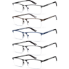 Image 1 : KONHAGO BLUE LIGHT BLOCKING READING GLASSES FOR MEN HALF FRAME METAL READERS SPRING HINGE EYEGLASSES