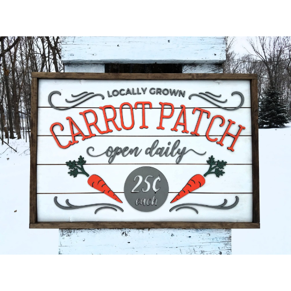  CARROT PATCH EASTER SIGN SPRING DECOR EASTER FRAMED SIGN -N