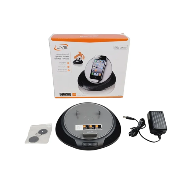 ILIVE ISP391B APP-ENHANCED SPEAKER WITH ROTATING DOCK FOR IPHONE/IPOD