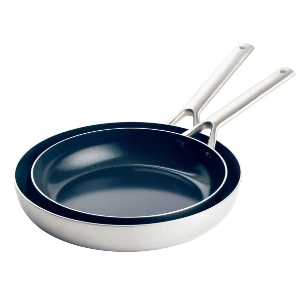BLUE DIAMOND TRIPLE STEEL SKILLETS, 2-PIECE (USED, NO BOX)