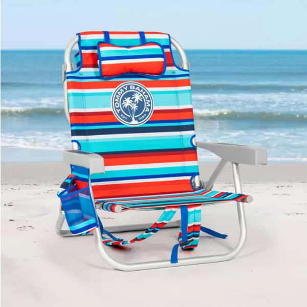 TOMMY BAHAMA BEACH CHAIR RED/BLUE STRIPES -U