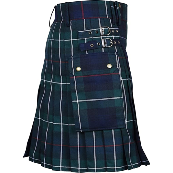 KREEQE KILT FOR MEN SCOTTISH UTILITY KILT 14OZ TARTAN SKIRT HIGHLAND CASUAL KILT STYLE (SIZE:36)