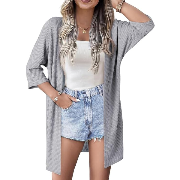 SHEWIN WOMEN'S SWEATER VEST CASUAL CREW NECK CAP SHORT SLEEVE "MEDIUM GRAY" "XL"