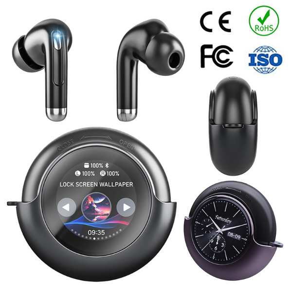 T7 SMART LED TOUCH SCREEN BLUETOOTH V5.4 EARBUDS WITH ANC & ENC NOISE REDUCTION IPX5 WATERPROOF -N