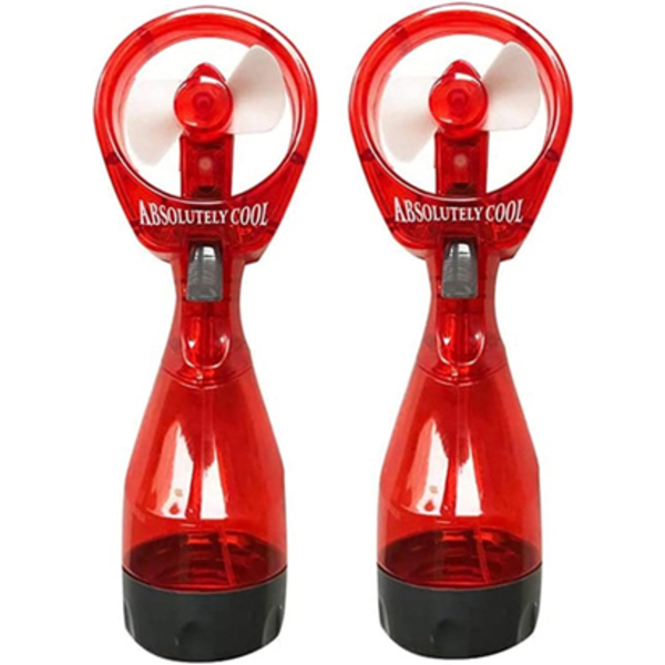 WATER MIST SPRAY BOTTLE FAN PORTABLE HANDHELD MISTER - BATTERY OPERATED (RED)