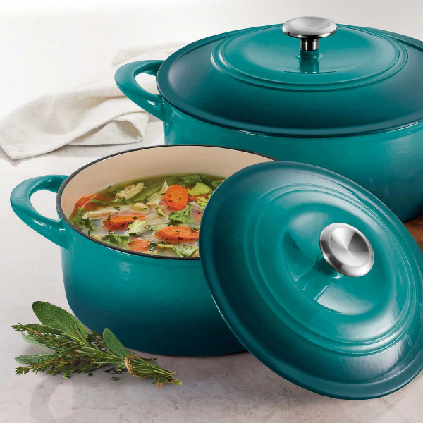 TRAMONTIN ENAMELED CAST IRON DUTCH OVEN WITH LID (SLIGHTLY USED)