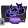 Image 1 : MARZIUS CATS PET 3D ILLUSION LED TABLE LAMP NIGHT LIGHT. LIGHTED BASE. 16 COLORS .