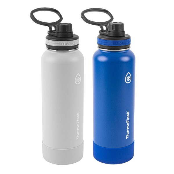 THERMOFLASK INSULATED WATER BOTTLE WITH SPOUT LID, 40OZ, 2 PACK (TEAL/GRAPHITE) -U