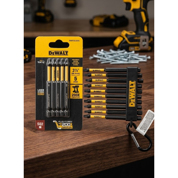 DEWALT Flextorq 5-Pack SQ2 Square 3.5" Impact Ready Power Bits & 10-Piece Bit Organizer Set