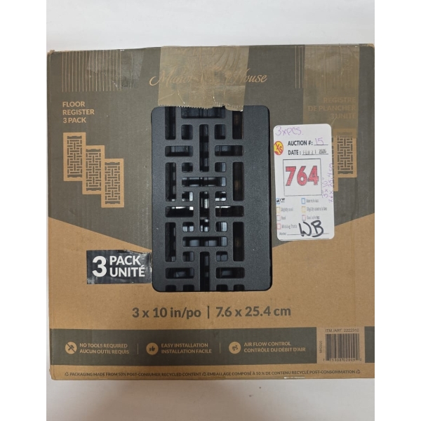 MANOR HOUSE FLOOR REGISTERS 3 IN X 10 IN (NEW)