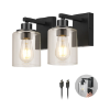 Image 1 : GLOBE ELECTRIC RECHARGEABLE GLASS WALL SCONCE, 2-PACK (NEW, MISSING 1 LIGHT)