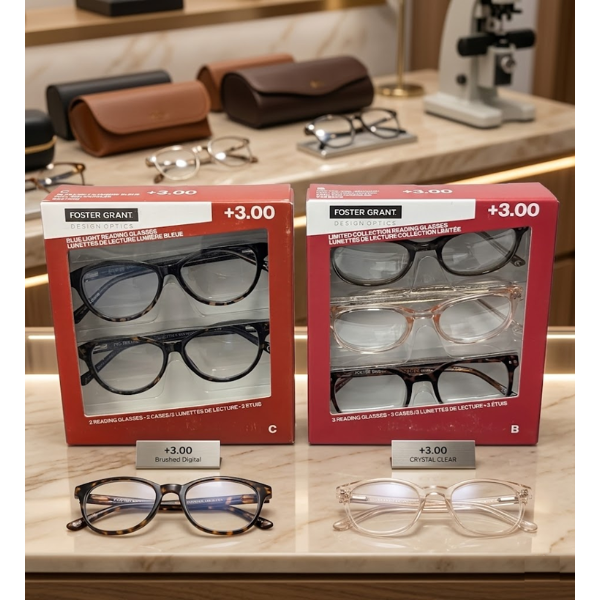 Foster Grant +3.00 Blue Light Reading Glasses (2 BOX)