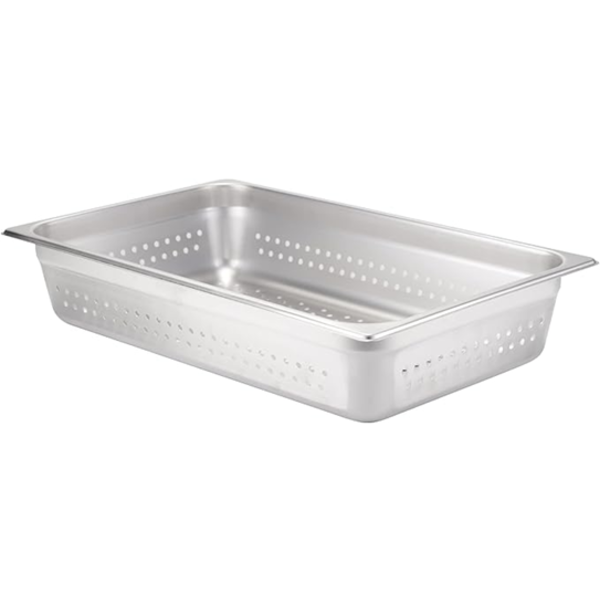 FULL SIZE STAINLESS STEEL COMMERCIAL INSERT/STEAM PAN PERFORATED 4" DEEP