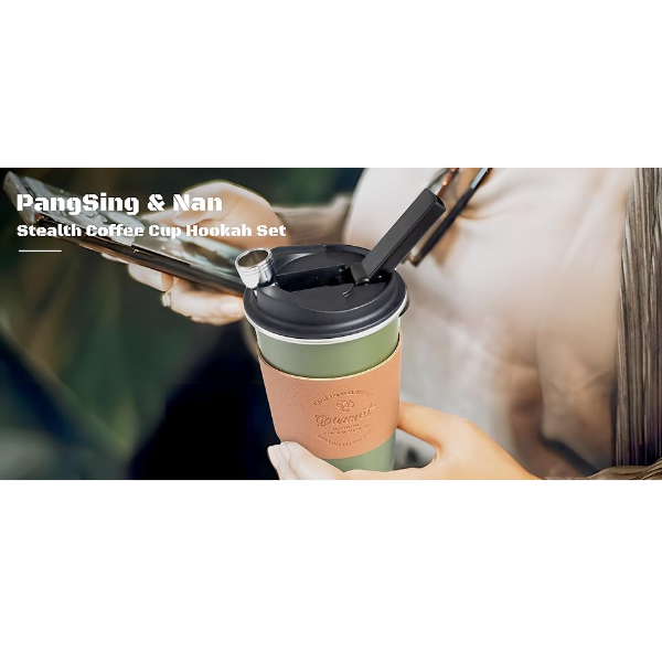 PANGSING & NAN STEALTH COFFEE CUP HOOKAH SET WITH STAINLESS STEEL WATER MUG (COLOR: GREEN) -SU