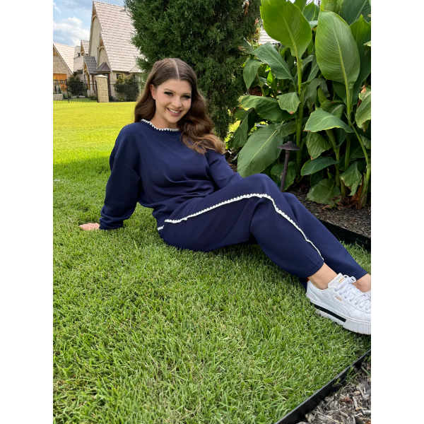 MEROKEETY WOMEN'S 2 PIECE SWEATSUIT SET CREWNECK SWEATSHIRT WID LEG SWEATPANTS