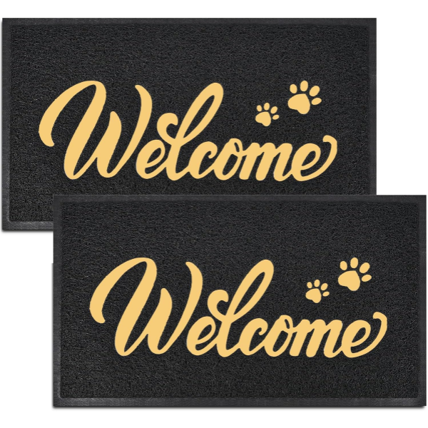 WELCOME MAT OUTDOOR, 2 PACK 32X20 WATERPROOF ALL-SEASON FRONT DOOR MAT OUTSIDE ENTRANCE