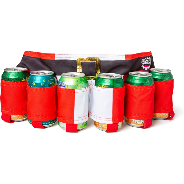 BIGMOUTH INC BEER BELT, BEER CARRIER FANNY PACK, ADJUSTABLE WAIST, 6 PACK DRINK HOLDER FOR MEN, FUNN